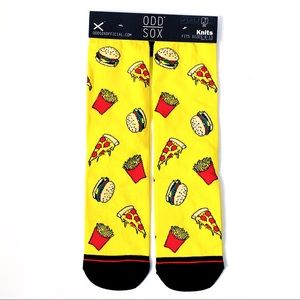 Odd Sox Junk Food Crew Socks Mens Fun Gift Pizza Burgers French Fries Yellow